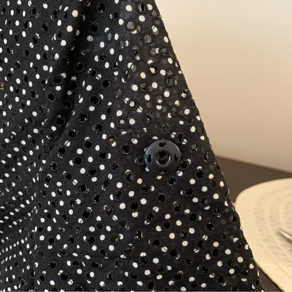 Akris Punto Short Sleeve Polka Dot Eyelet Blazer, Size 4 - Picture 10 of 12